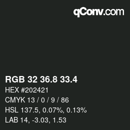カラーコード: RGB 32 36.8 33.4 | qconv.com