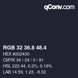 カラーコード: RGB 32 36.8 48.4 | qconv.com