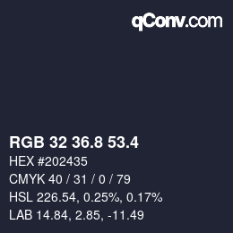 カラーコード: RGB 32 36.8 53.4 | qconv.com