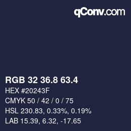 カラーコード: RGB 32 36.8 63.4 | qconv.com