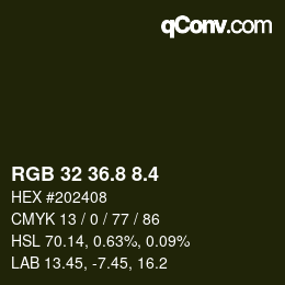 カラーコード: RGB 32 36.8 8.4 | qconv.com