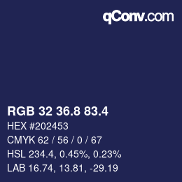 カラーコード: RGB 32 36.8 83.4 | qconv.com