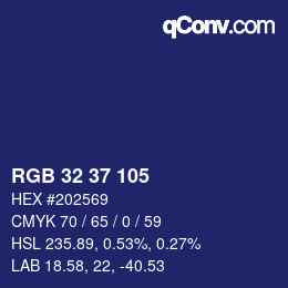 カラーコード: RGB 32 37 105 | qconv.com
