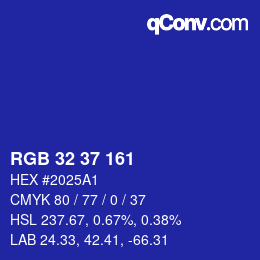 Color code: RGB 32 37 161 | qconv.com