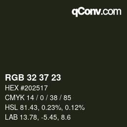 颜色代码: RGB 32 37 23 | qconv.com