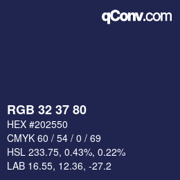 カラーコード: RGB 32 37 80 | qconv.com