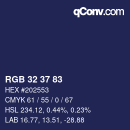 Color code: RGB 32 37 83 | qconv.com