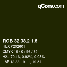 カラーコード: RGB 32 38.2 1.6 | qconv.com