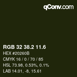 カラーコード: RGB 32 38.2 11.6 | qconv.com