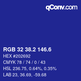 カラーコード: RGB 32 38.2 146.6 | qconv.com