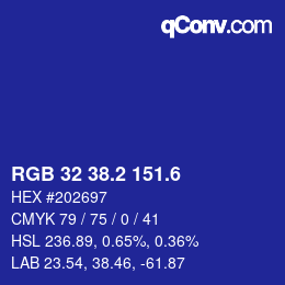 カラーコード: RGB 32 38.2 151.6 | qconv.com
