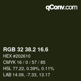 カラーコード: RGB 32 38.2 16.6 | qconv.com