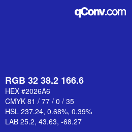 カラーコード: RGB 32 38.2 166.6 | qconv.com