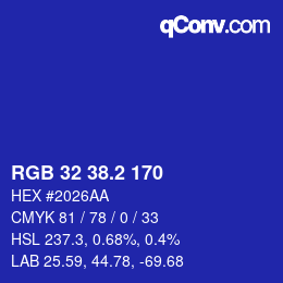 カラーコード: RGB 32 38.2 170 | qconv.com