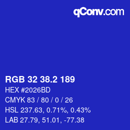 カラーコード: RGB 32 38.2 189 | qconv.com