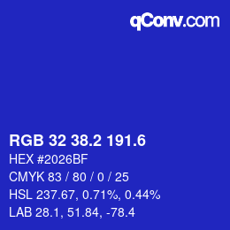 カラーコード: RGB 32 38.2 191.6 | qconv.com