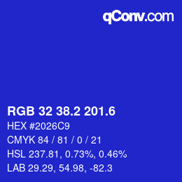 カラーコード: RGB 32 38.2 201.6 | qconv.com