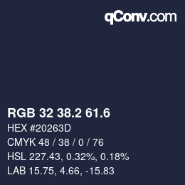 カラーコード: RGB 32 38.2 61.6 | qconv.com