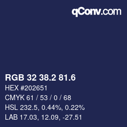 カラーコード: RGB 32 38.2 81.6 | qconv.com