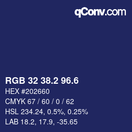 カラーコード: RGB 32 38.2 96.6 | qconv.com
