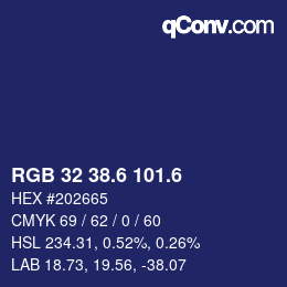 カラーコード: RGB 32 38.6 101.6 | qconv.com