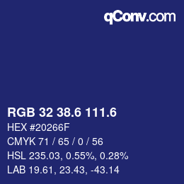 カラーコード: RGB 32 38.6 111.6 | qconv.com