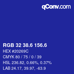 カラーコード: RGB 32 38.6 156.6 | qconv.com