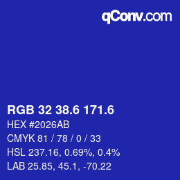 カラーコード: RGB 32 38.6 171.6 | qconv.com