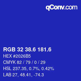 カラーコード: RGB 32 38.6 181.6 | qconv.com