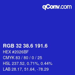 カラーコード: RGB 32 38.6 191.6 | qconv.com
