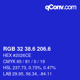 カラーコード: RGB 32 38.6 206.6 | qconv.com