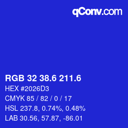カラーコード: RGB 32 38.6 211.6 | qconv.com