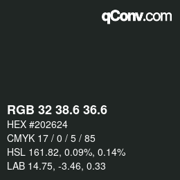 カラーコード: RGB 32 38.6 36.6 | qconv.com