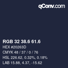 カラーコード: RGB 32 38.6 61.6 | qconv.com