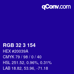 Color code: RGB 32 3 154 | qconv.com