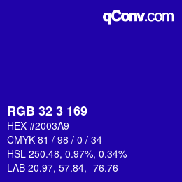 Color code: RGB 32 3 169 | qconv.com