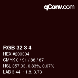 カラーコード: RGB 32 3 4 | qconv.com