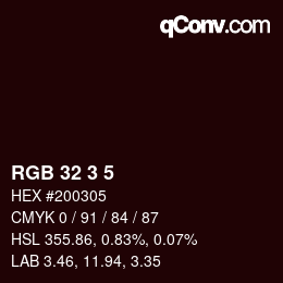 Color code: RGB 32 3 5 | qconv.com