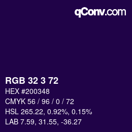Color code: RGB 32 3 72 | qconv.com