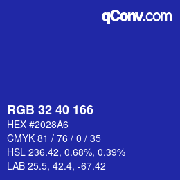 Color code: RGB 32 40 166 | qconv.com