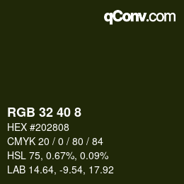 カラーコード: RGB 32 40 8 | qconv.com