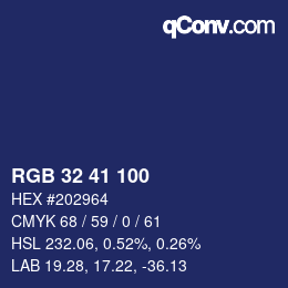 Color code: RGB 32 41 100 | qconv.com
