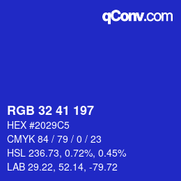 Color code: RGB 32 41 197 | qconv.com