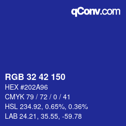 カラーコード: RGB 32 42 150 | qconv.com