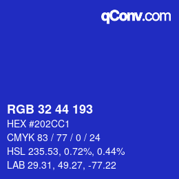 Color code: RGB 32 44 193 | qconv.com