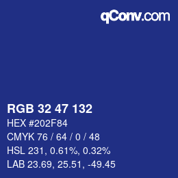 Color code: RGB 32 47 132 | qconv.com