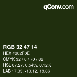 Color code: RGB 32 47 14 | qconv.com