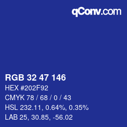 Color code: RGB 32 47 146 | qconv.com