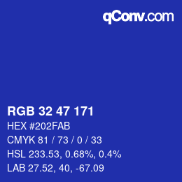 Color code: RGB 32 47 171 | qconv.com