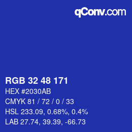 Color code: RGB 32 48 171 | qconv.com